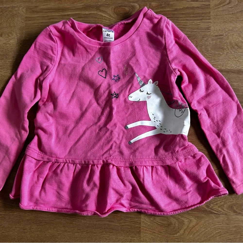 Carter's Pink Unicorn Long Sleeve Top tshirt  for girls 4T
